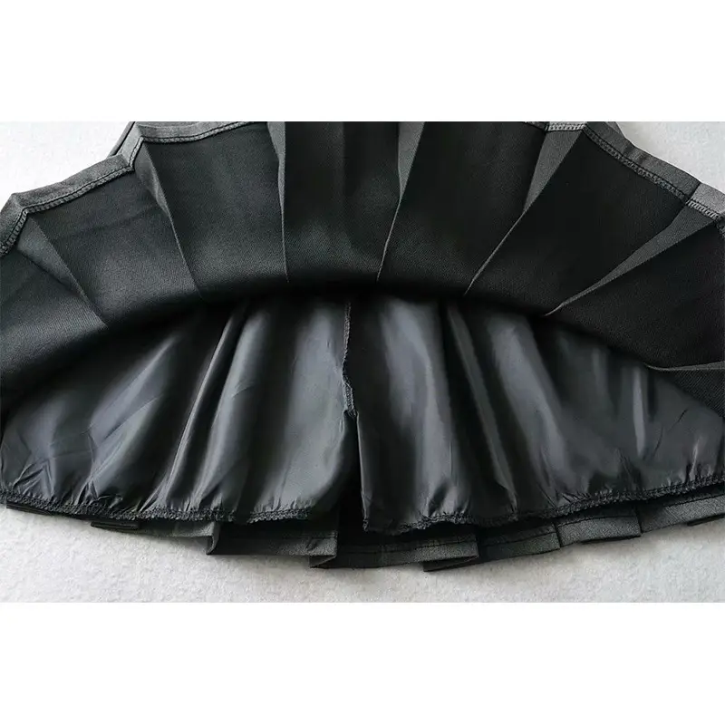 Black High Waist Pleated Skirt Women Korean Style - Image 4