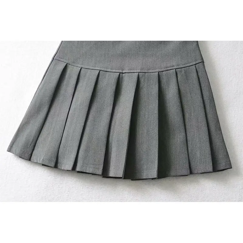 Black High Waist Pleated Skirt Women Korean Style - Image 5
