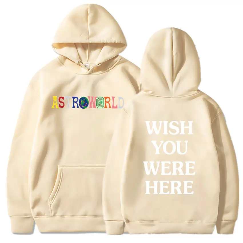 Yellow Hooded Sweatshirt with "Wish You Were Here" Print - Image 17