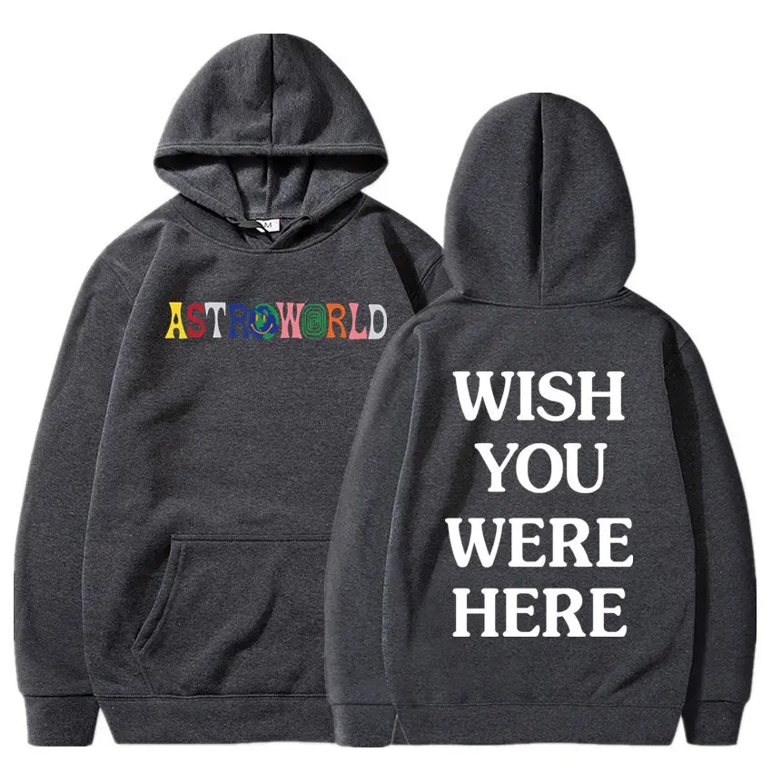 Yellow Hooded Sweatshirt with "Wish You Were Here" Print - Image 5