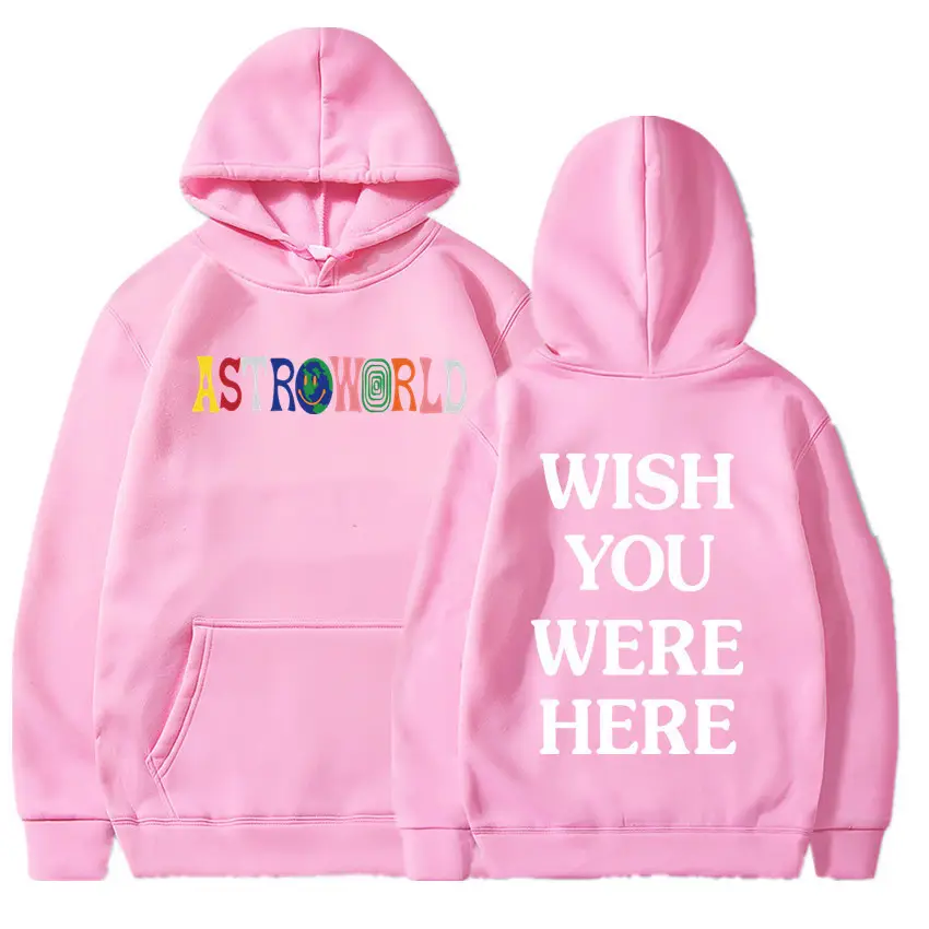 Yellow Hooded Sweatshirt with "Wish You Were Here" Print - Image 7
