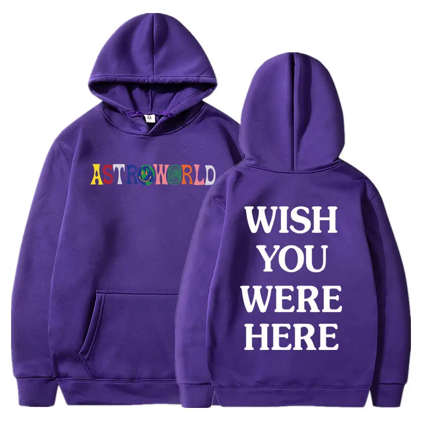 Yellow Hooded Sweatshirt with "Wish You Were Here" Print - Image 8