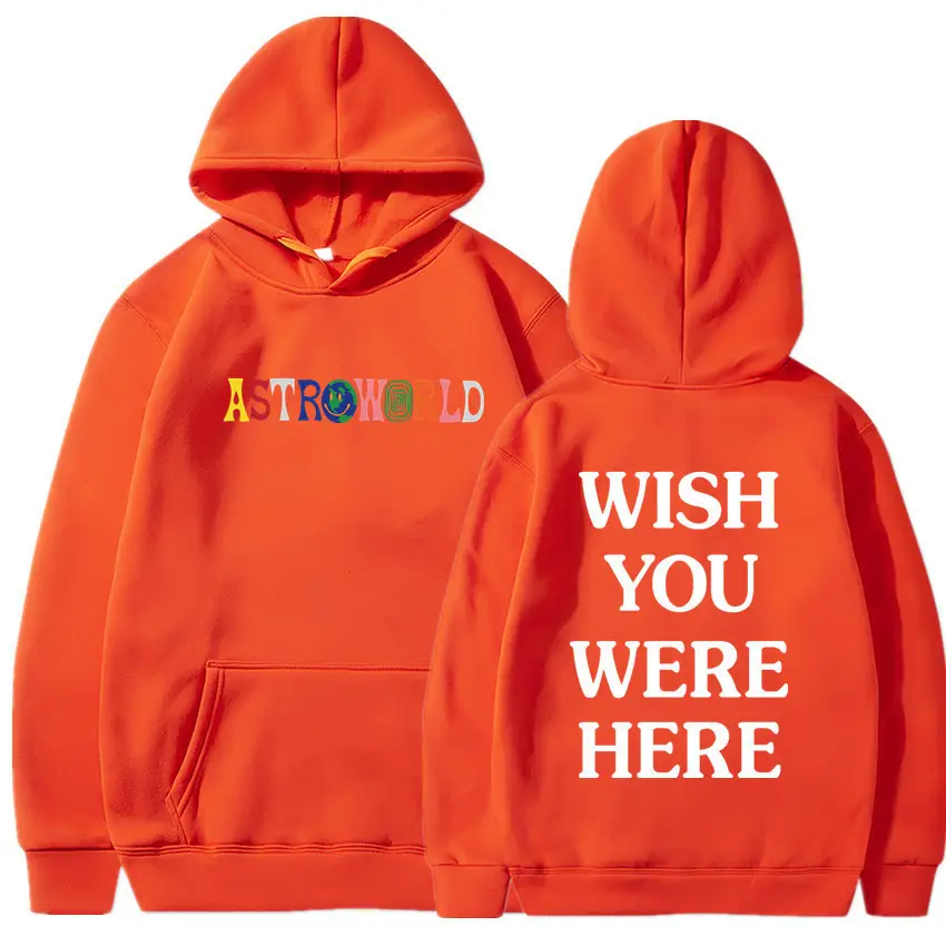Yellow Hooded Sweatshirt with "Wish You Were Here" Print - Image 9