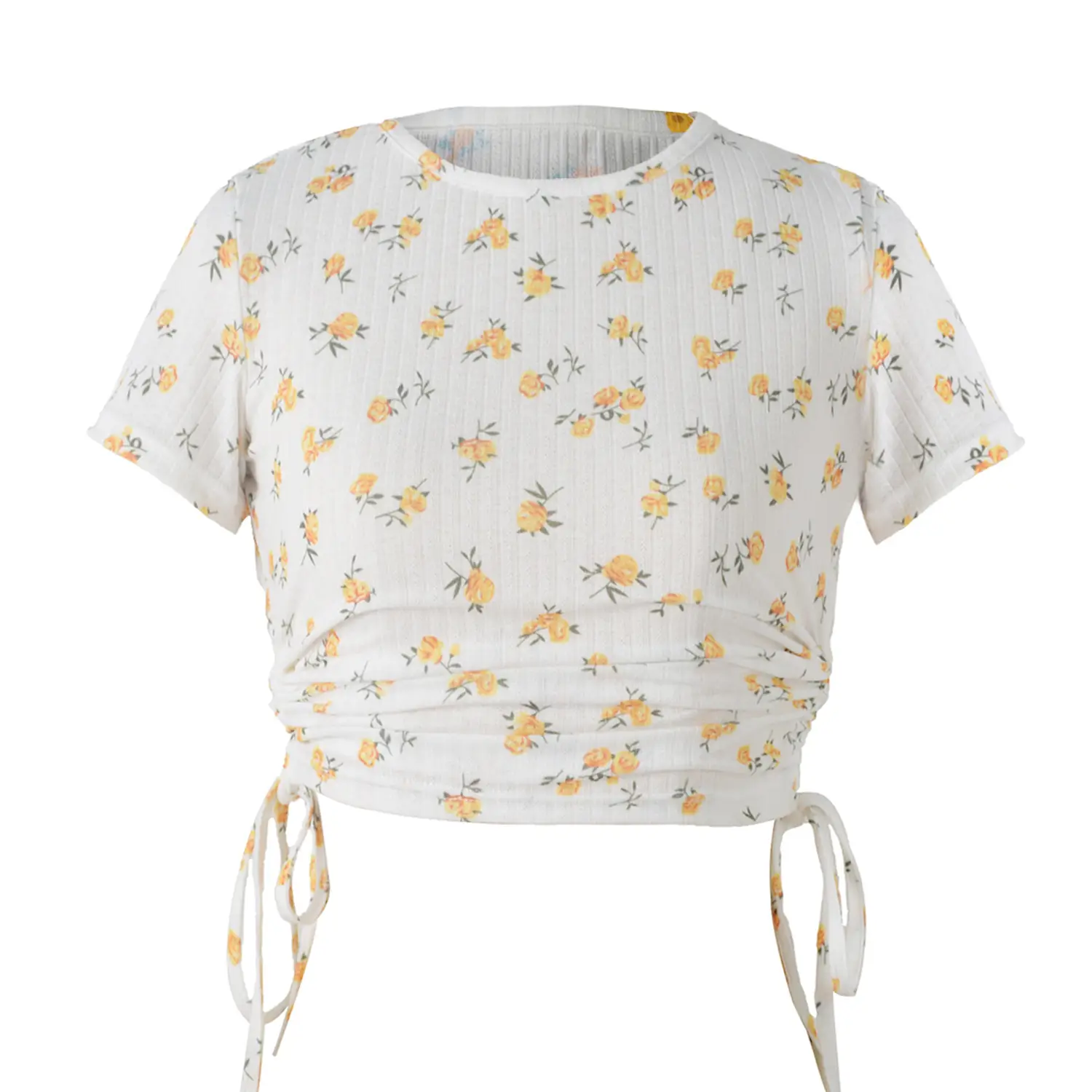 Women Printed Pink T-Shirt with Drawstring Waist - Image 5