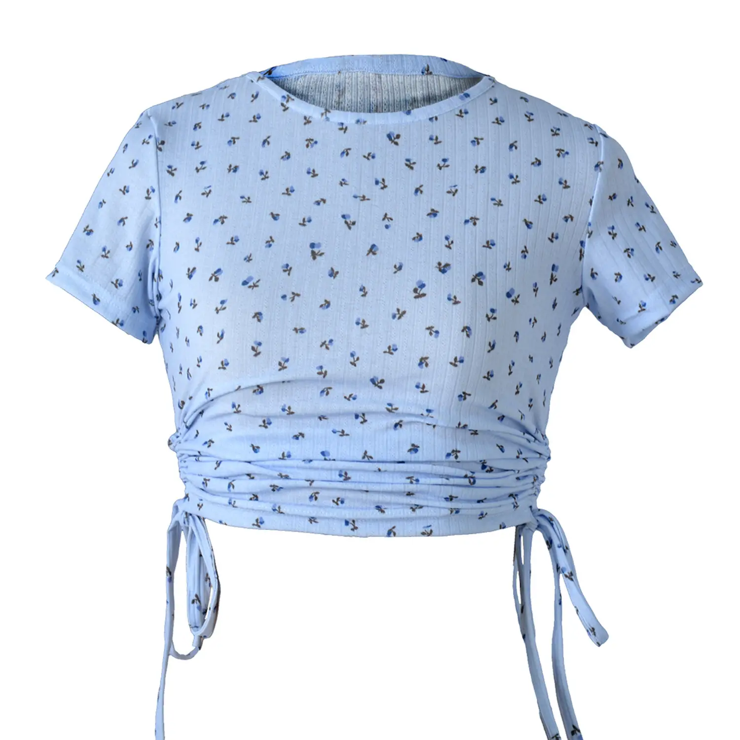 Women Printed Pink T-Shirt with Drawstring Waist - Image 7