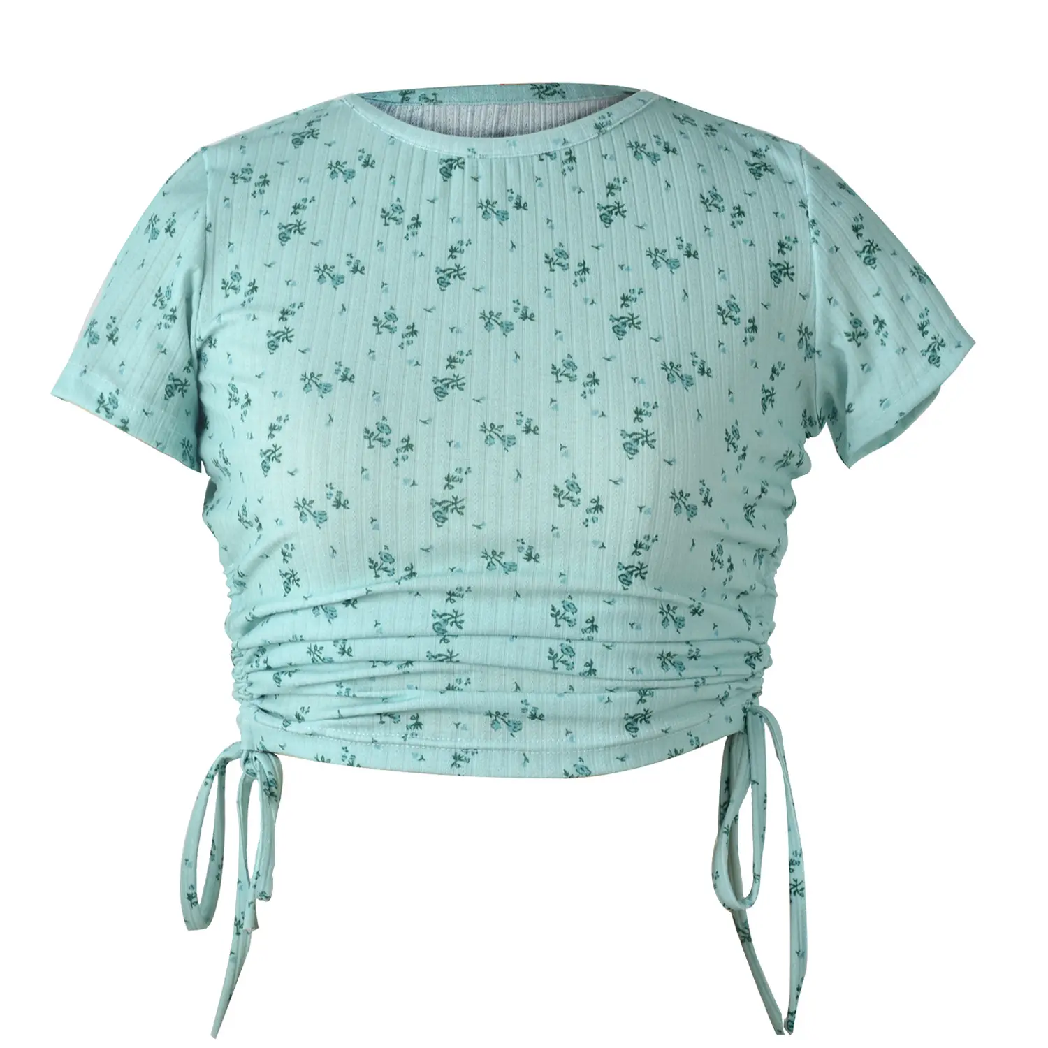 Women Printed Pink T-Shirt with Drawstring Waist - Image 8