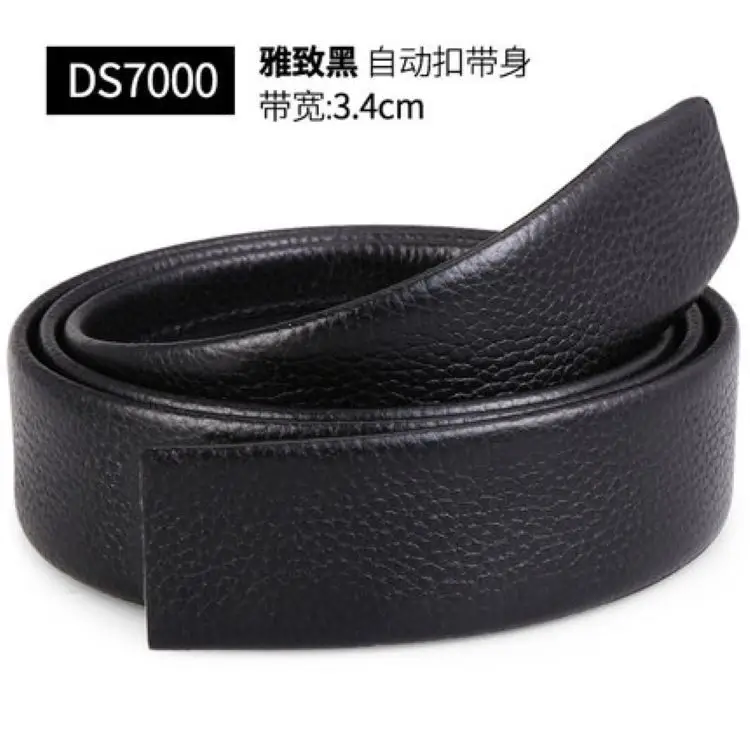 Men Genuine Leather Belt Litchi Pattern Pin Buckle