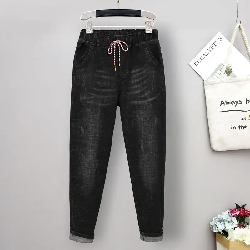 New Plus Size Elastic Harlan Jeans Women Blue