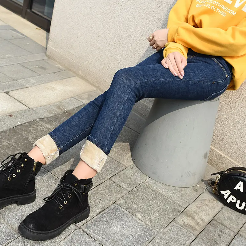 Fleece Lined Skinny Jeans Women High Waist Winter Warm - Image 5