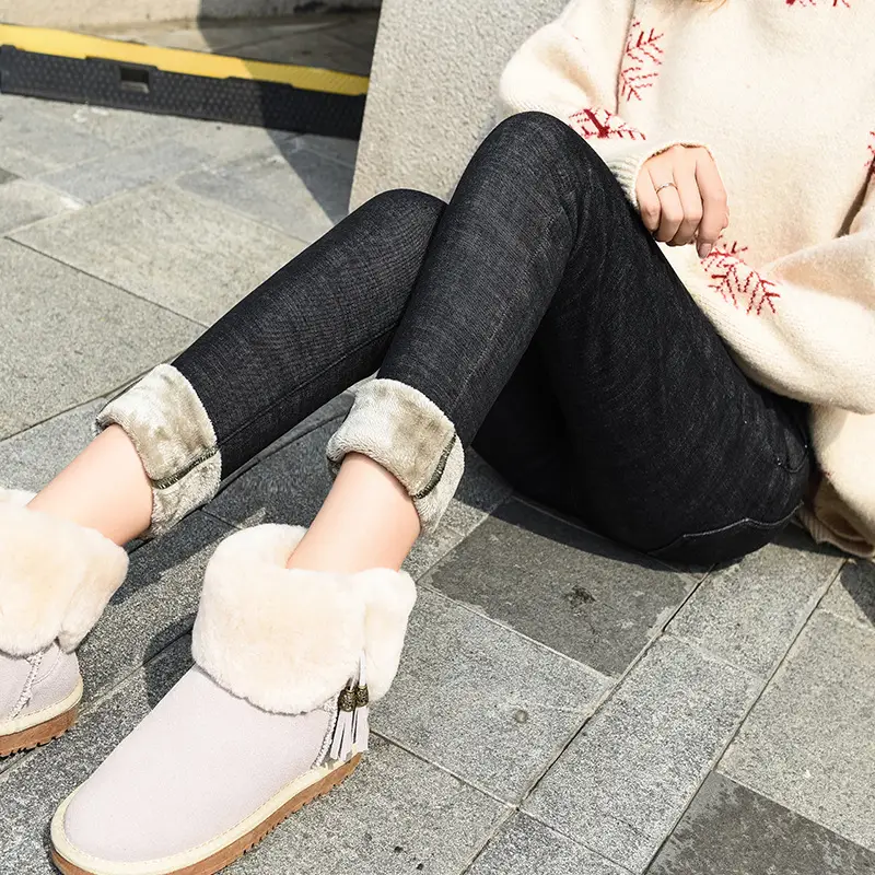 Fleece Lined Skinny Jeans Women High Waist Winter Warm - Image 6