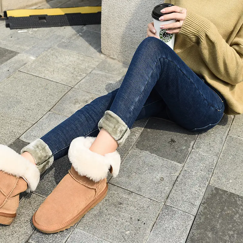 Fleece Lined Skinny Jeans Women High Waist Winter Warm - Image 7
