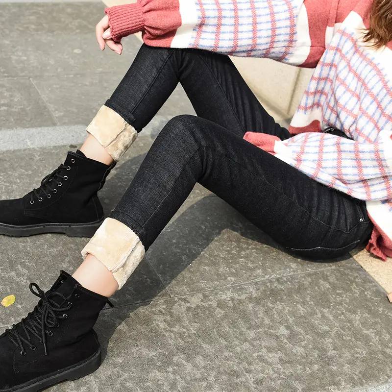 Fleece Lined Skinny Jeans Women High Waist Winter Warm - Image 8