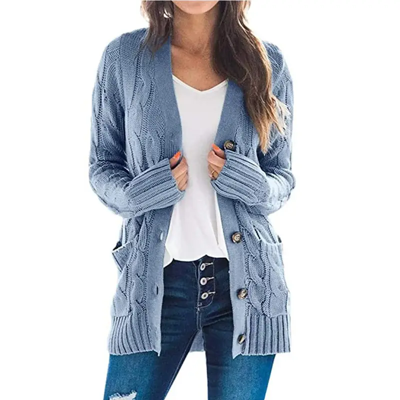 Women's V-Neck Long Sleeve Sweater Coat White - Image 10