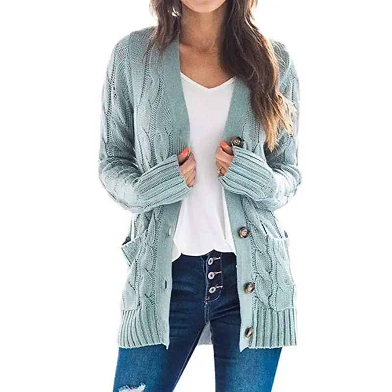 Women's V-Neck Long Sleeve Sweater Coat White - Image 11