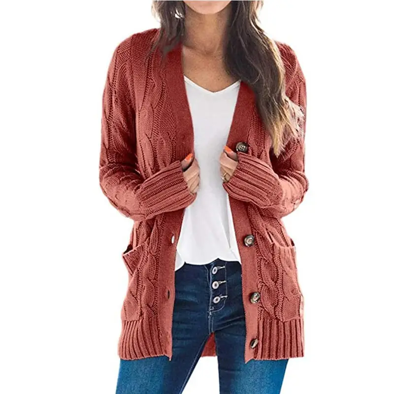 Women's V-Neck Long Sleeve Sweater Coat White - Image 13