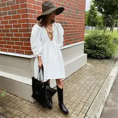 Women's V-Neck Long Sleeve Sweater Coat White — feature 2