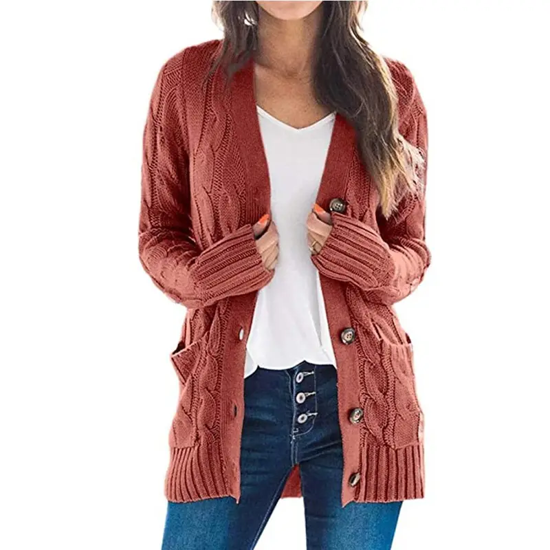 Women's V-Neck Long Sleeve Sweater Coat White - Image 7
