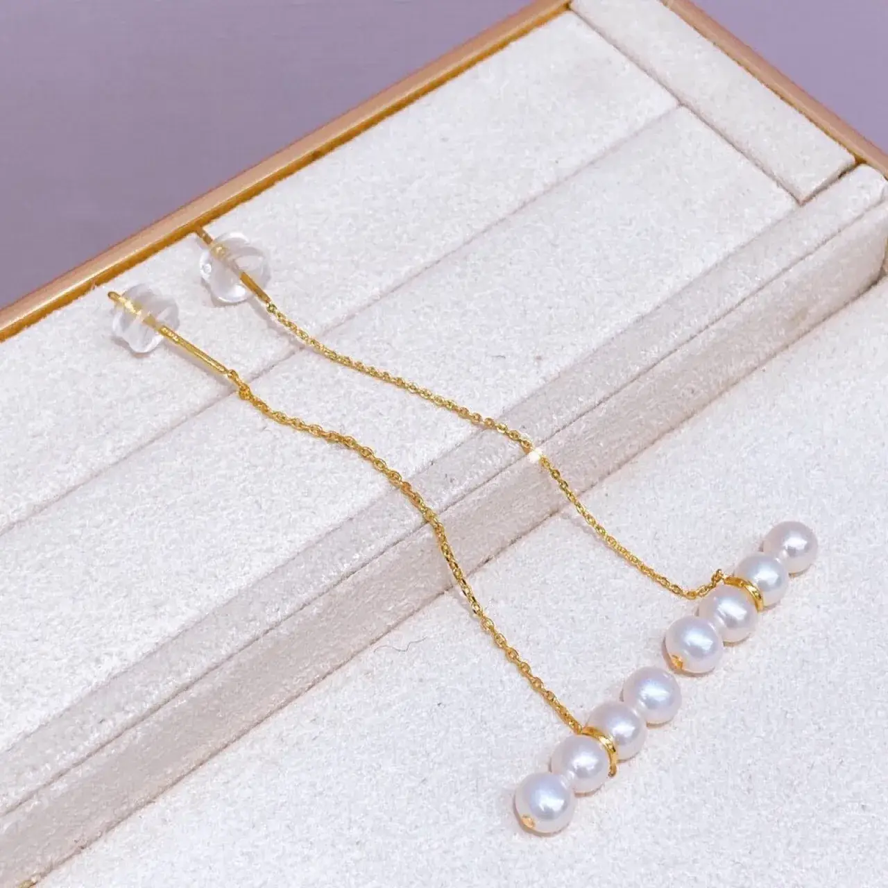 14K Gold Pearl Earrings Set for Women - Image 2