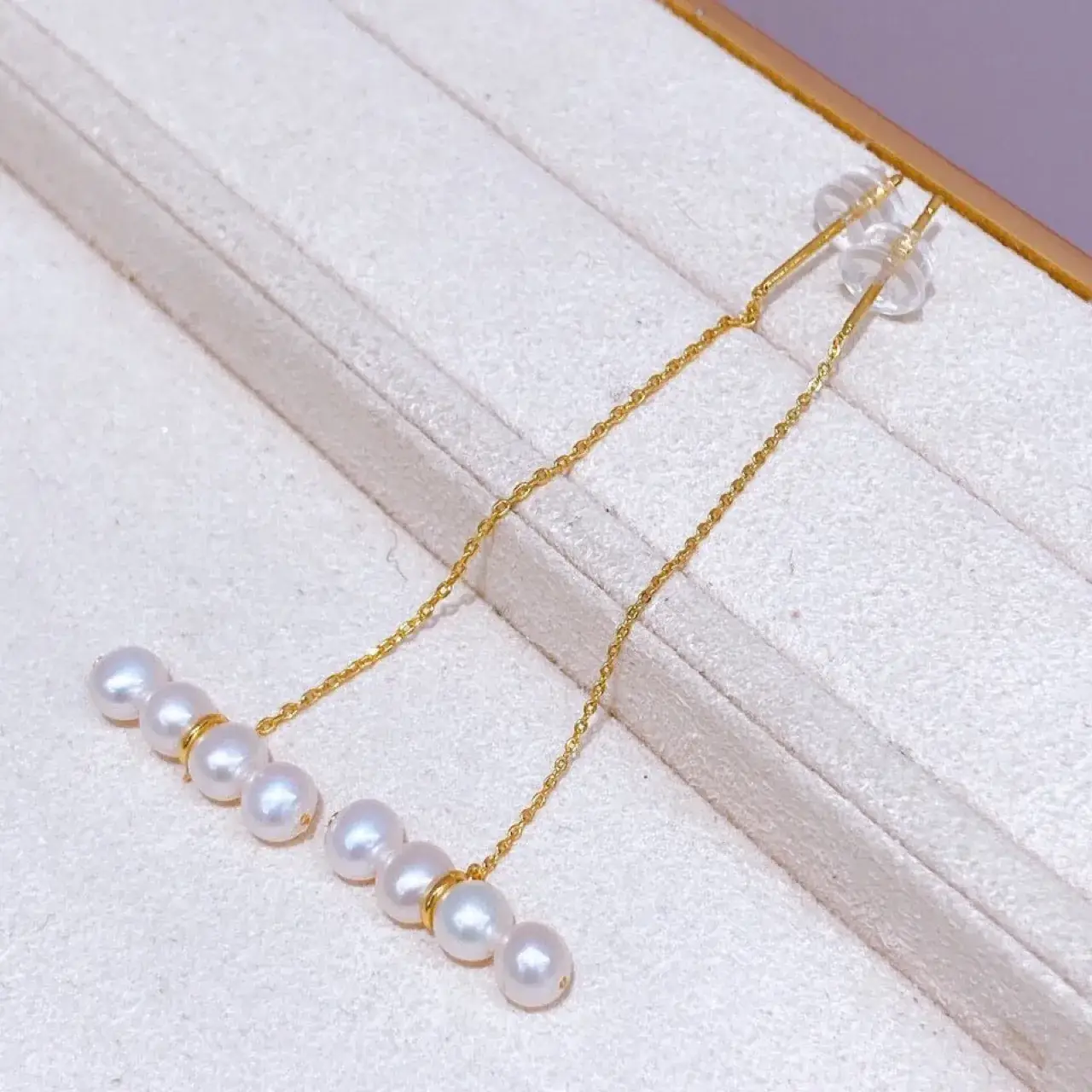 14K Gold Pearl Earrings Set for Women - Image 3