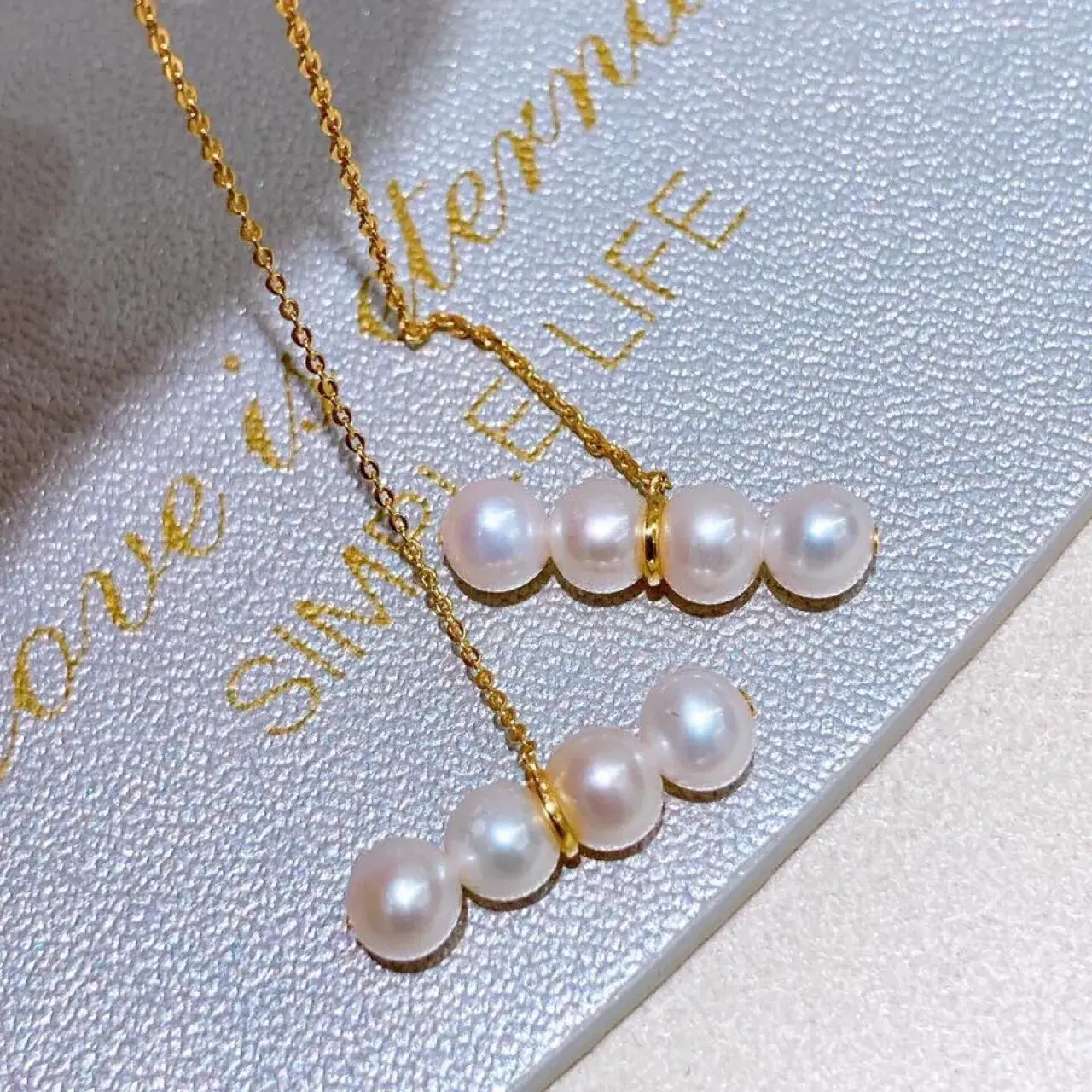 14K Gold Pearl Earrings Set for Women - Image 4