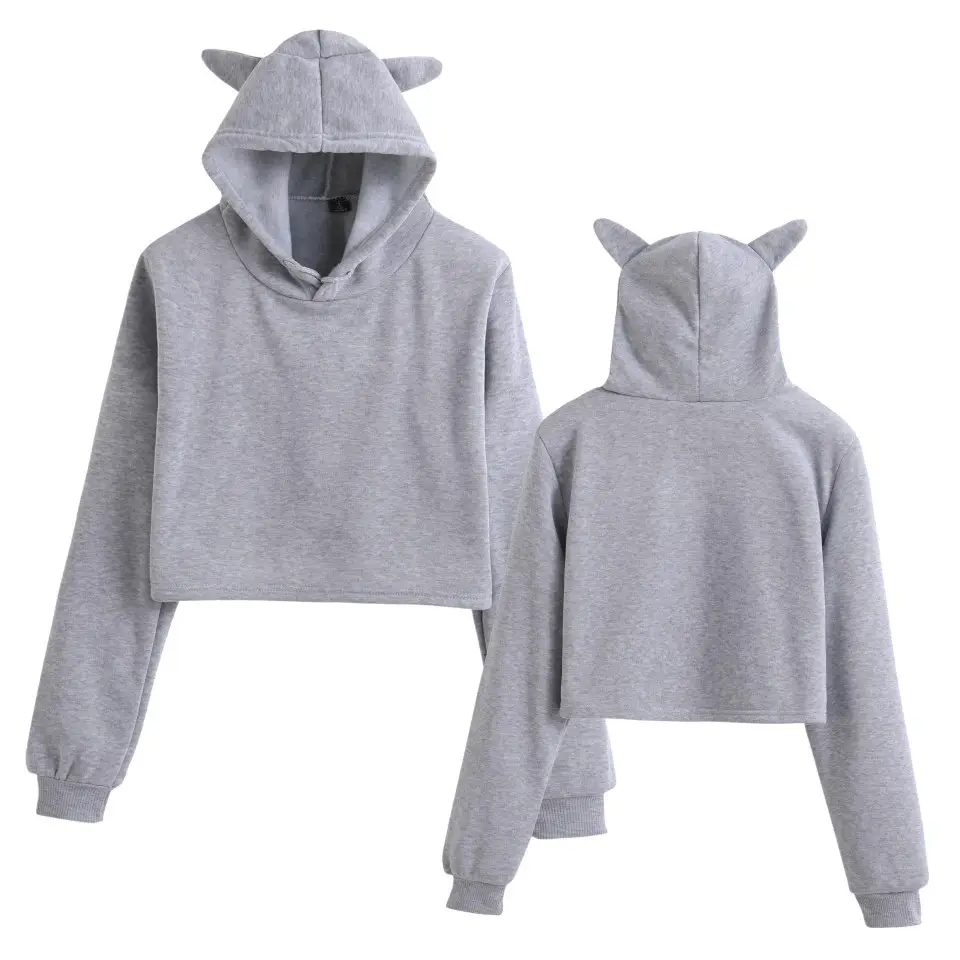 Black Cat Ears Hoodie Set for Women