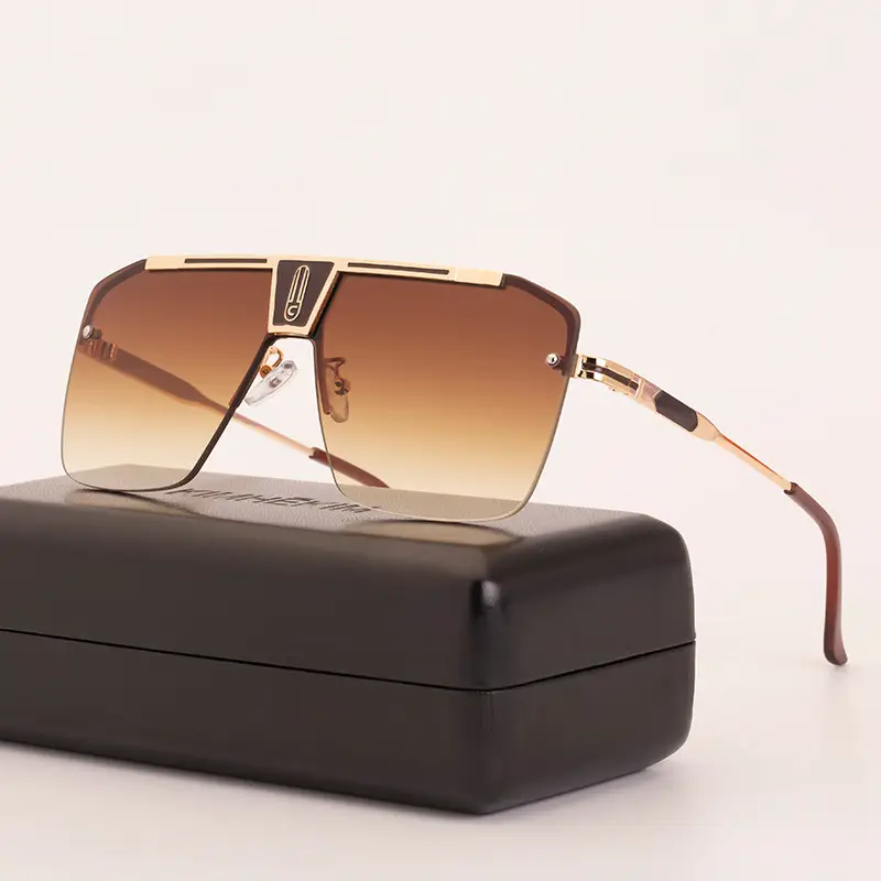 Men Square Frame Sunglasses with Retro Rim Design - Image 8
