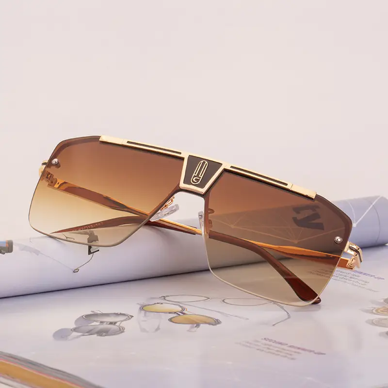 Men Square Frame Sunglasses with Retro Rim Design - Image 9