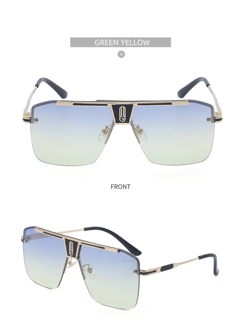 Men Square Frame Sunglasses with Retro Rim Design — feature 43