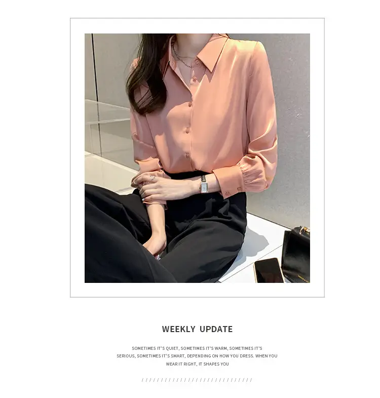Women's Long Sleeve Shirt Beige Black Pants 2021 Spring — feature 20