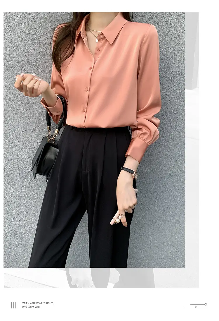 Women's Long Sleeve Shirt Beige Black Pants 2021 Spring — feature 21