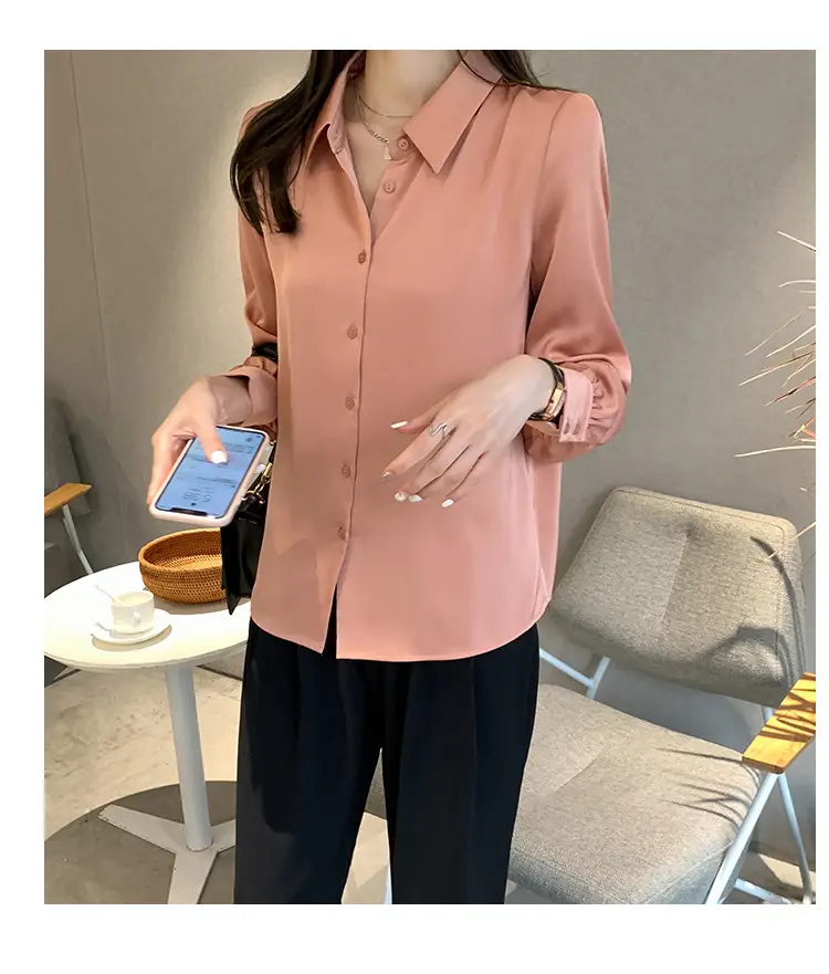 Women's Long Sleeve Shirt Beige Black Pants 2021 Spring — feature 22