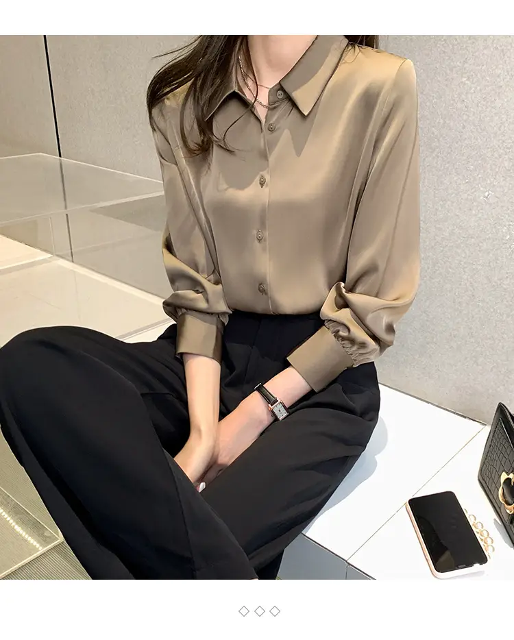 Women's Long Sleeve Shirt Beige Black Pants 2021 Spring — feature 31