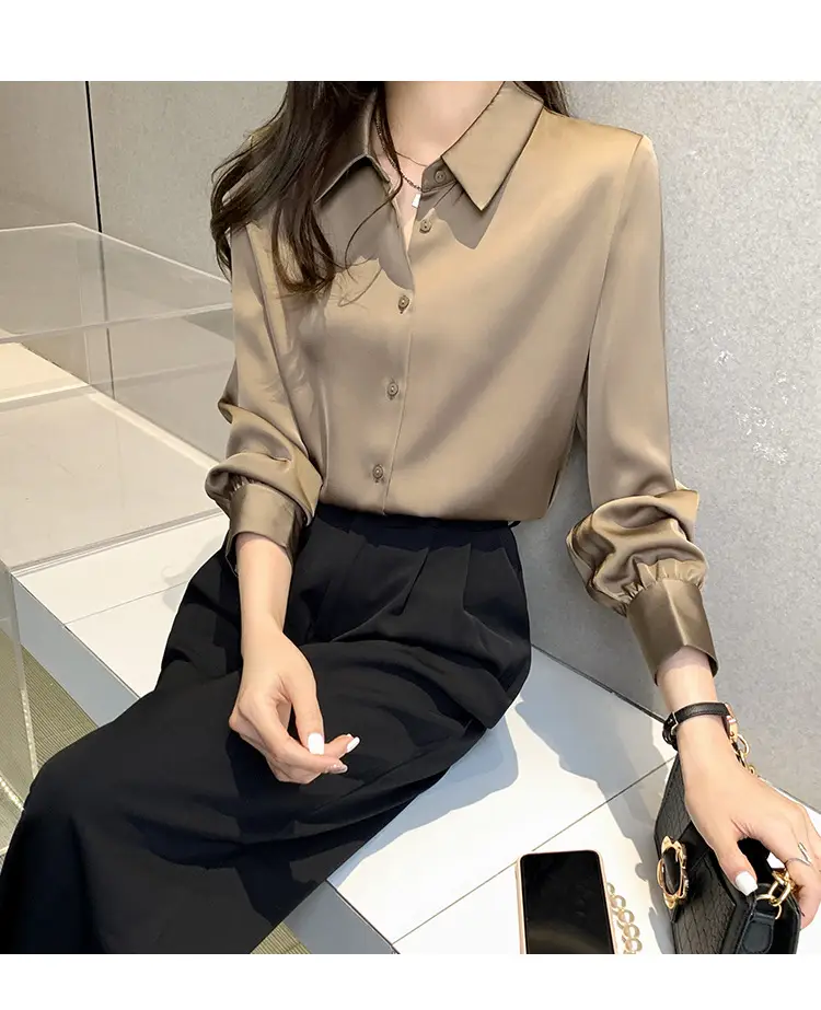 Women's Long Sleeve Shirt Beige Black Pants 2021 Spring — feature 33