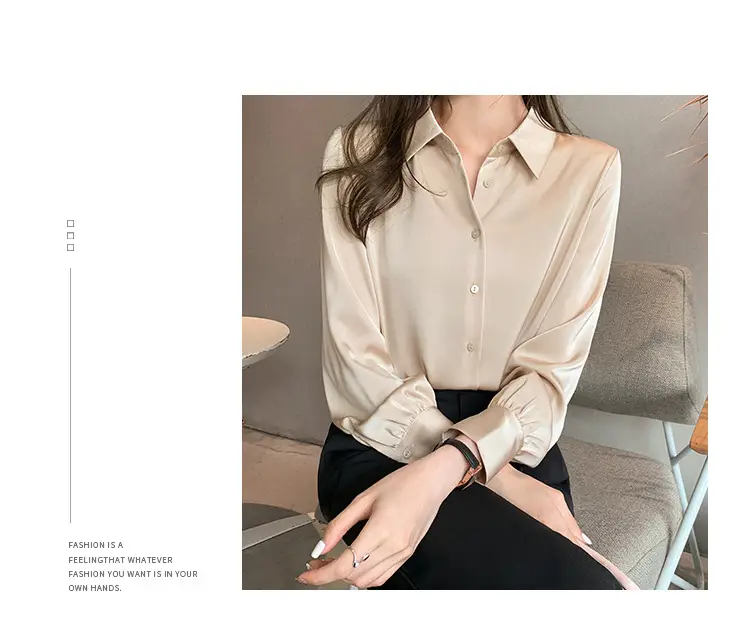 Women's Long Sleeve Shirt Beige Black Pants 2021 Spring — feature 7