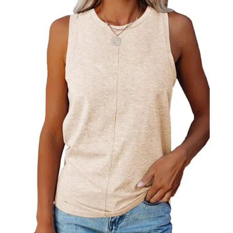 Women's Red Sleeveless Round Neck Vest T-Shirt - Image 10