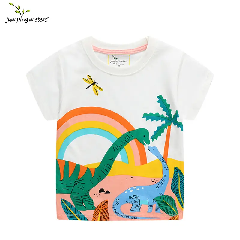 2026 Kids Printed Dinosaur T-Shirt White Short Sleeve - Image 3