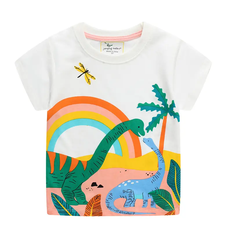 2026 Kids Printed Dinosaur T-Shirt White Short Sleeve - Image 6
