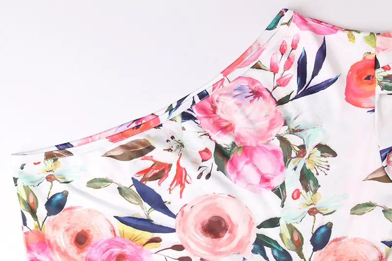 Women Printed One-shoulder Hip Skirt Dress Floral Spring Summer 2021 — feature 12