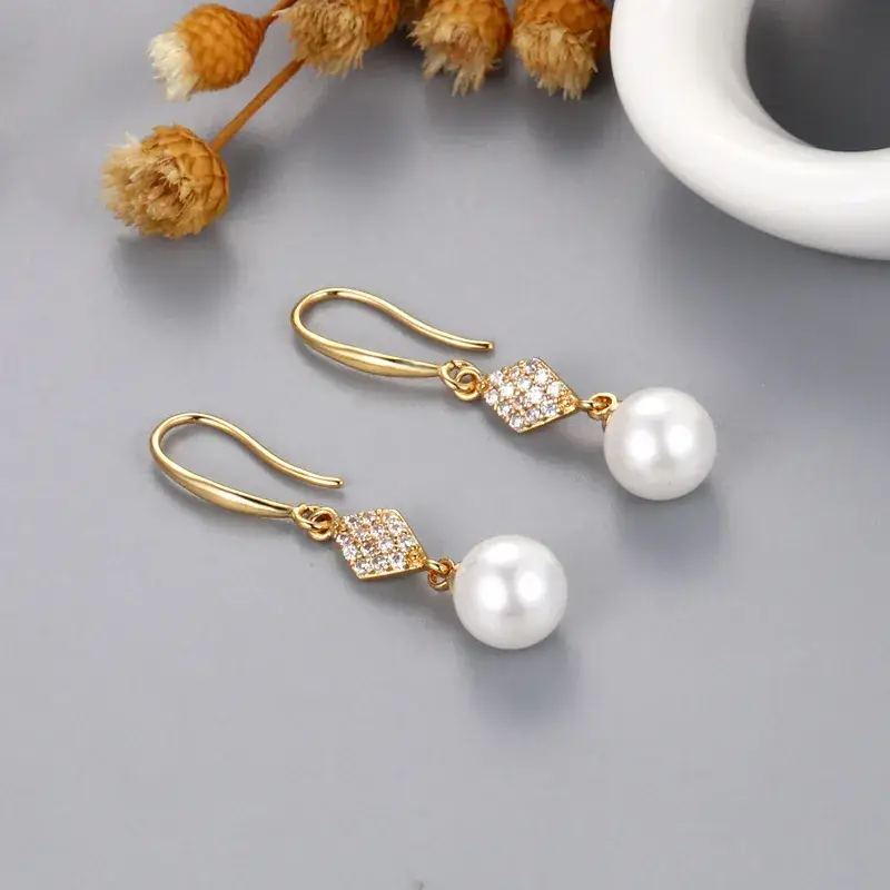 Japanese Kojoke Pearl Diamond Earrings Gold Plated - Image 7
