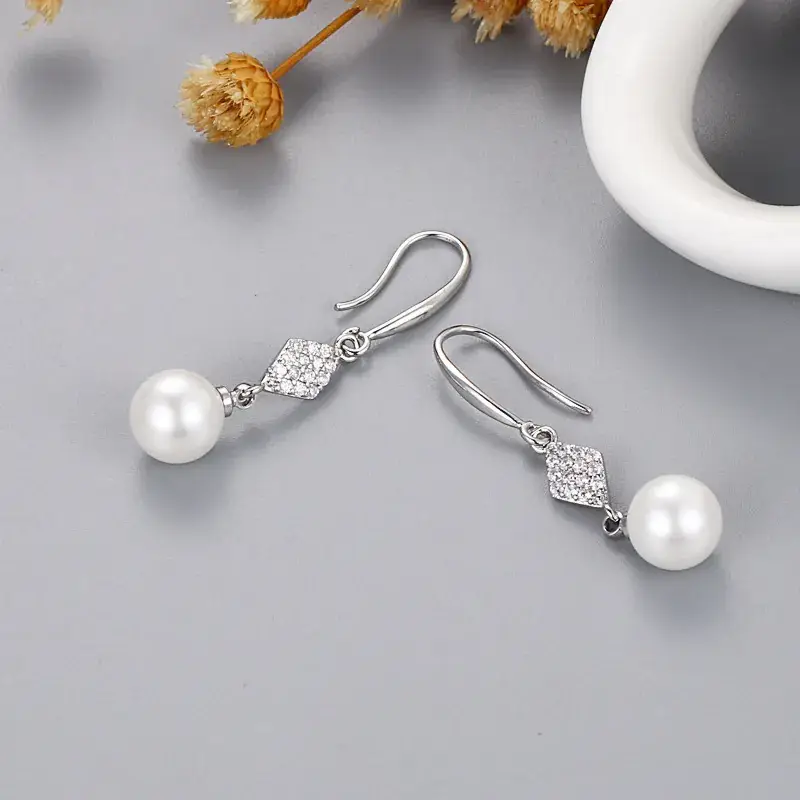 Japanese Kojoke Pearl Diamond Earrings Gold Plated - Image 8