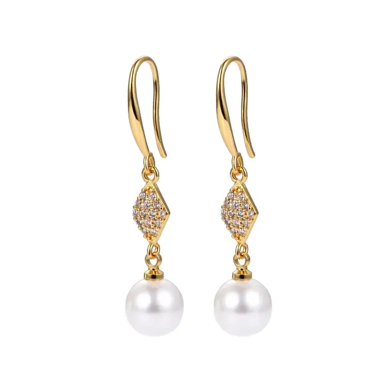 Japanese Kojoke Pearl Diamond Earrings Gold Plated - Image 9
