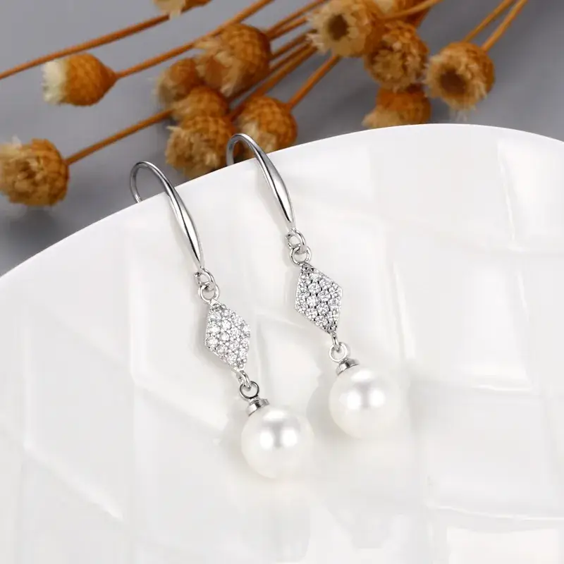 Japanese Kojoke Pearl Diamond Earrings Gold Plated - Image 3