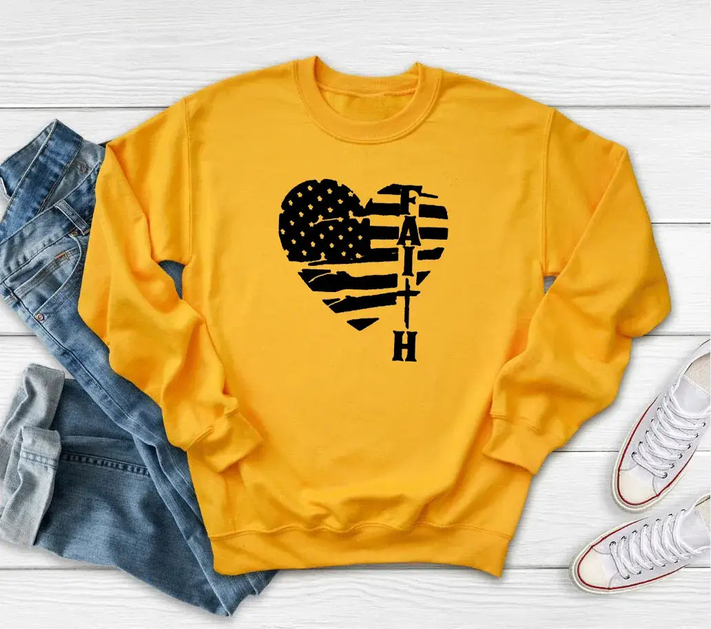 Black Heartbeat Faith Love Graphic Sweatshirt