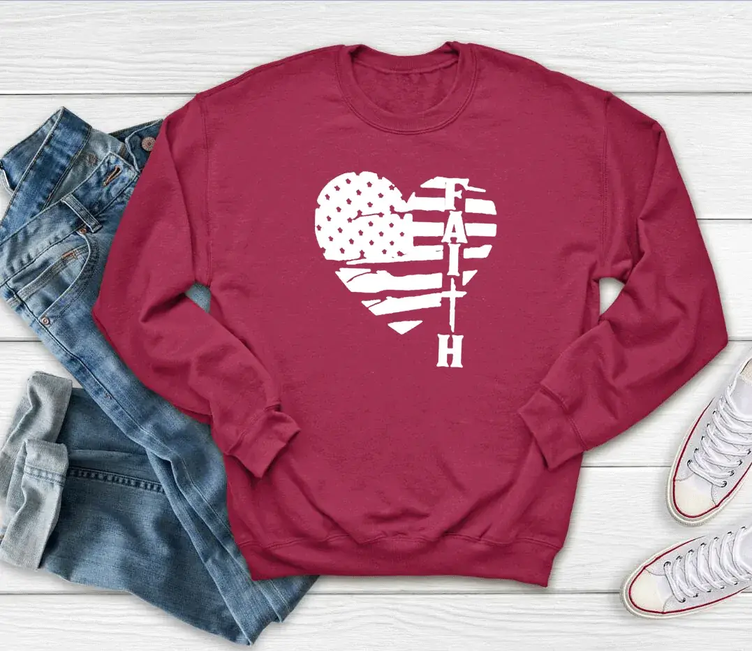 Black Heartbeat Faith Love Graphic Sweatshirt