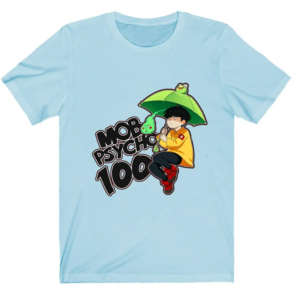 Mob Psycho 100 T-Shirt Light Blue Casual Men Women - Image 10