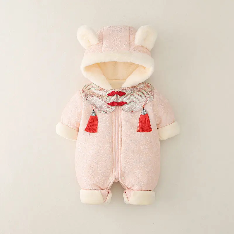 New Year Fleece Zipper Baby Suit Red Hooded - Image 7