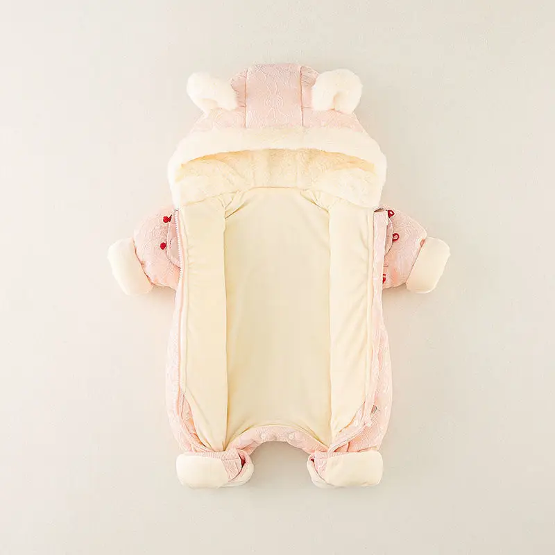 New Year Fleece Zipper Baby Suit Red Hooded - Image 8