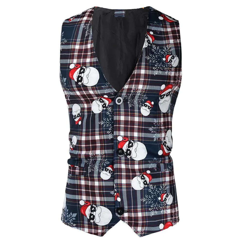 Christmas New Men 3Pc Blue Snowflake Vest Suit - Image 8