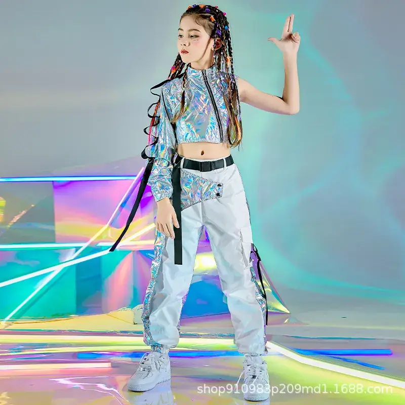 Children's hip-hop fashion suit performance clothes model fashion catwalk fashion clothes girls hip-hop fashion jazz dance clothing