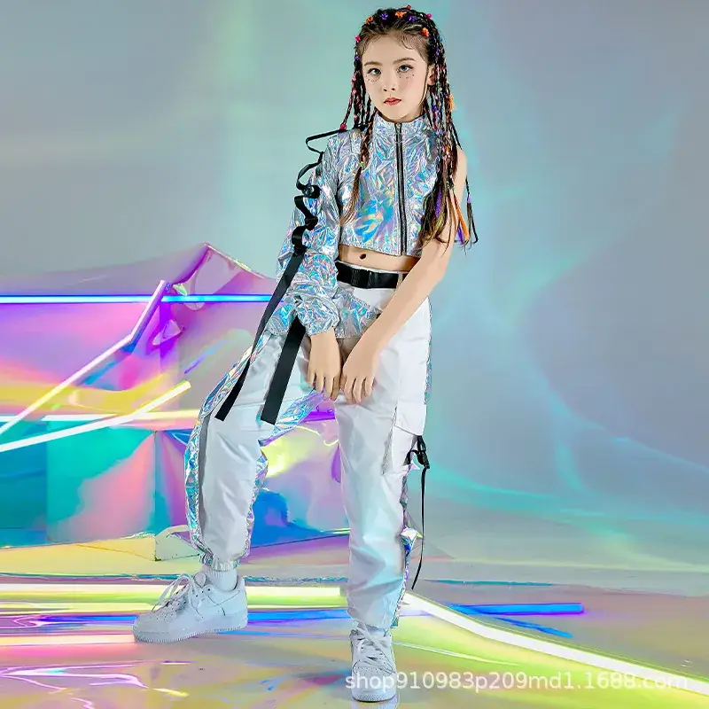 Children's hip-hop fashion suit performance clothes model fashion catwalk fashion clothes girls hip-hop fashion jazz dance clothing